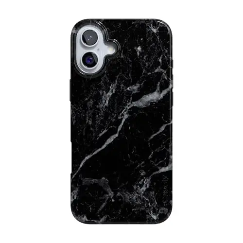 Casely iPhone 16 Case | Black Pearl Marble | Compatible with MagSafe | Classic Ultra Slim Design 