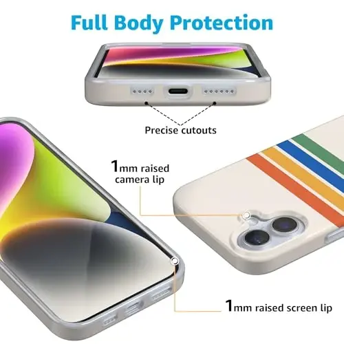 Casely iPhone 16 Kılıf | Tamamen Groovy | Gökkuşağı Çizgileri Renk Bloğu | MagSafe ile Uyumlu | Klasik Ultra İnce Tasarım - 2