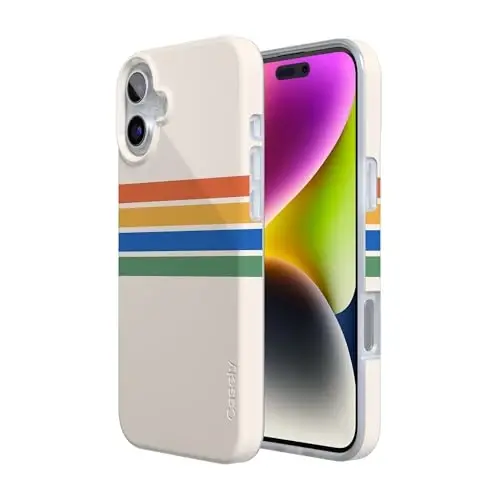 Casely iPhone 16 Kılıf | Tamamen Groovy | Gökkuşağı Çizgileri Renk Bloğu | MagSafe ile Uyumlu | Klasik Ultra İnce Tasarım - 3