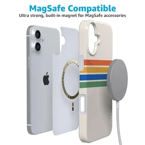 Casely iPhone 16 Kılıf | Tamamen Groovy | Gökkuşağı Çizgileri Renk Bloğu | MagSafe ile Uyumlu | Klasik Ultra İnce Tasarım - 4