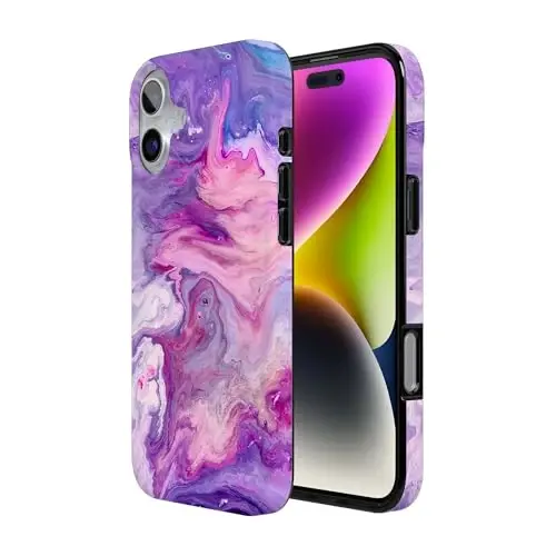 Casely iPhone 16 Case | Tie Dying Over You | Purple Marble | Compatible with MagSafe | Classic Ultra Slim Design - 3