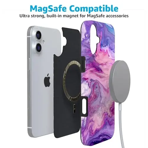 Casely iPhone 16 Case | Tie Dying Over You | Purple Marble | Compatible with MagSafe | Classic Ultra Slim Design - 4