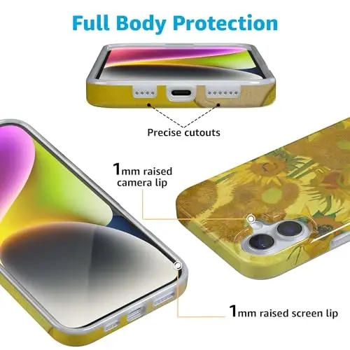Casely iPhone 16 Case | Van Gogh | Sunflowers Floral | Compatible with MagSafe | Classic Ultra Slim Design - 3