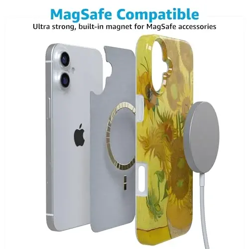 Casely iPhone 16 Case | Van Gogh | Sunflowers Floral | Compatible with MagSafe | Classic Ultra Slim Design - 4