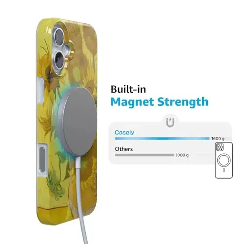 Casely iPhone 16 Case | Van Gogh | Sunflowers Floral | Compatible with MagSafe | Classic Ultra Slim Design - 6