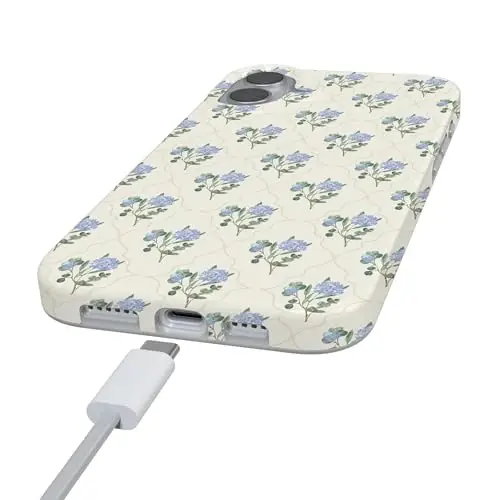 Casely iPhone 16 Kılıf | Vintage Bahçe | Mavi Ortanca | MagSafe ile Uyumlu | Klasik Ultra İnce Tasarım - 5