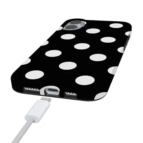 Casely iPhone 16 Case | High Contrast | Black Polka Dot | Compatible with MagSafe | Classic Ultra Slim Design - 5
