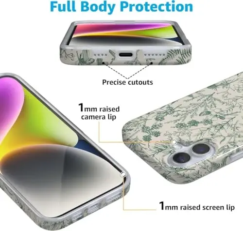 Casely iPhone 16 Case | Sage Garden | Green Floral | Classic Ultra Slim Case Design | Compatible with MagSafe - 4