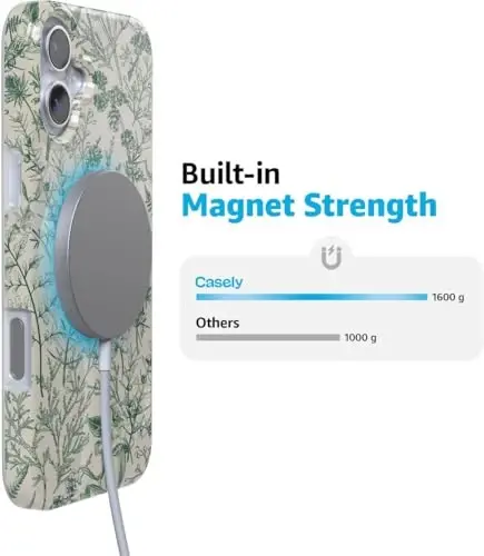 Casely iPhone 16 Case | Sage Garden | Green Floral | Classic Ultra Slim Case Design | Compatible with MagSafe - 6