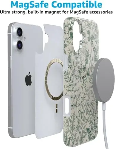 Casely iPhone 16 Case | Sage Garden | Green Floral | Classic Ultra Slim Case Design | Compatible with MagSafe - 7