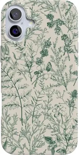 Casely iPhone 16 Case | Sage Garden | Green Floral | Classic Ultra Slim Case Design | Compatible with MagSafe 