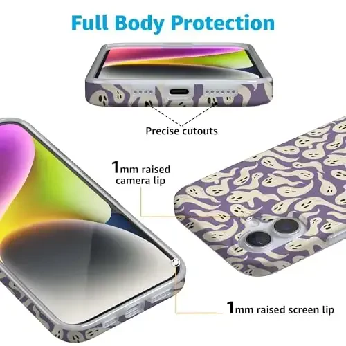 Casely iPhone 16 Case | All Boo'd Up | Purple Ghost | Compatible with MagSafe | Classic Ultra Slim Design - CASELY (1)