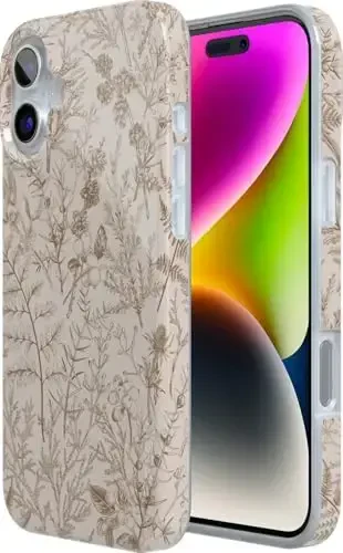 Casely iPhone 16 Case | Beige Garden | Neutral Floral | Classic Ultra Slim Case Design | Compatible with MagSafe - MODAZONE (1)