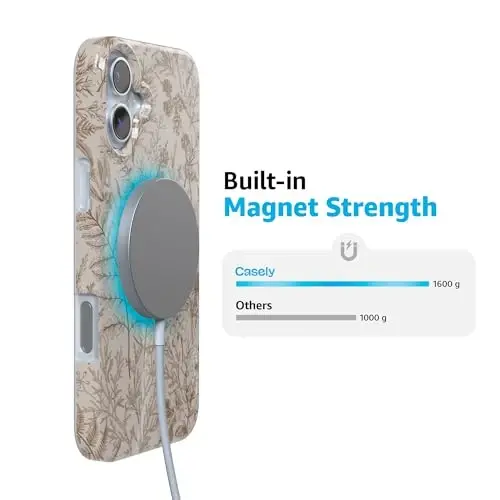 Casely iPhone 16 Case | Beige Garden | Neutral Floral | Classic Ultra Slim Case Design | Compatible with MagSafe - 4