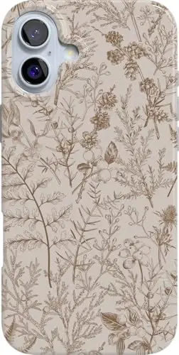Casely iPhone 16 Case | Beige Garden | Neutral Floral | Compatible with MagSafe | Classic Ultra Slim Design 