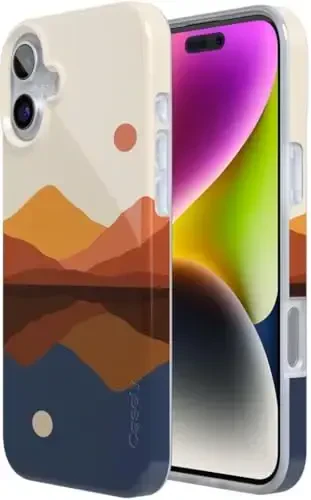 Casely iPhone 16 Case | Opposites Attract | Day & Night Colorblock Mountains | Classic Ultra Slim Case Design | Compatible with MagSafe - 5