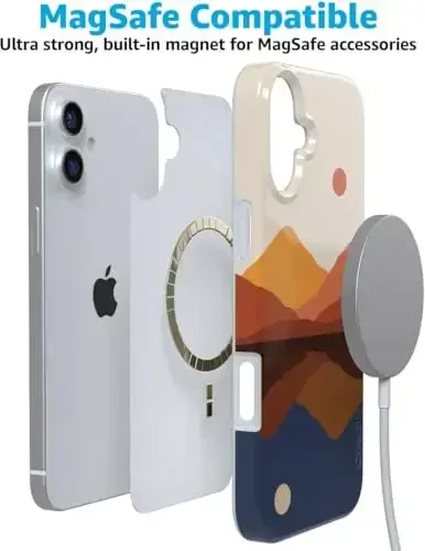 Casely iPhone 16 Case | Opposites Attract | Day & Night Colorblock Mountains | Classic Ultra Slim Case Design | Compatible with MagSafe - 7
