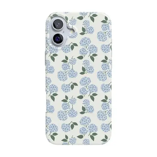 Casely iPhone 16 Case | Nantucket Cottage | Blue Hydrangea | Compatible with MagSafe | Classic Ultra-Slim Design - 1