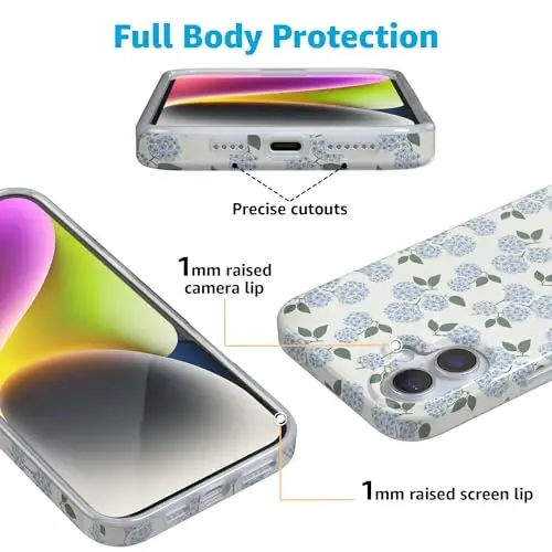 Casely iPhone 16 Case | Nantucket Cottage | Blue Hydrangea | Compatible with MagSafe | Classic Ultra-Slim Design - 2