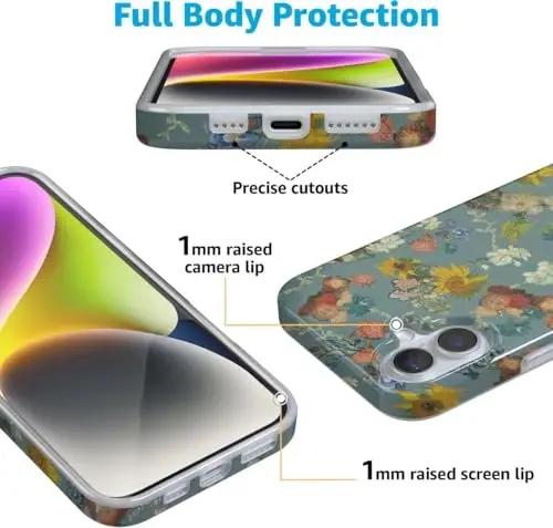 Casely iPhone 16 Case | Beige Garden | Neutral Floral | Classic Ultra Slim Case Design | Compatible with MagSafe - 4