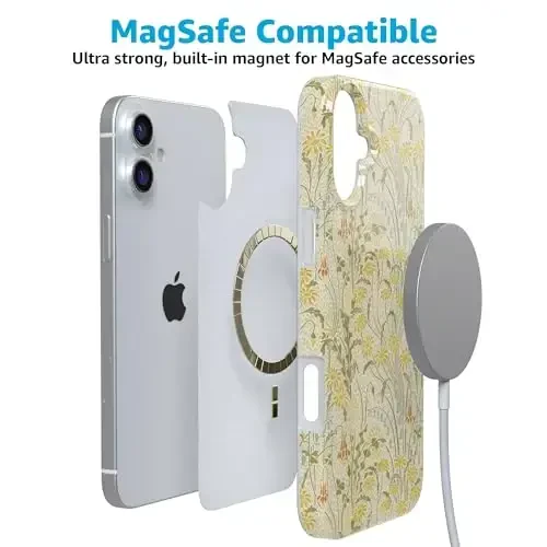 Casely iPhone 16 Case | Boho Blooms | Golden Floral | Classic Ultra Slim Design | Compatible with MagSafe - 3