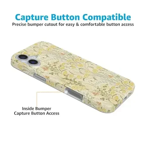 Casely iPhone 16 Case | Boho Blooms | Golden Floral | Classic Ultra Slim Design | Compatible with MagSafe - 4