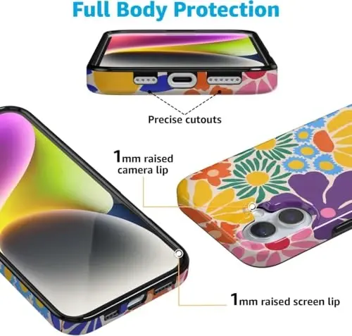 Casely iPhone 16 Case | Flower Patch | Multi-Color Floral | Compatible with MagSafe | Classic Ultra Slim Design - 4
