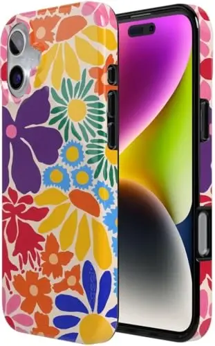 Casely iPhone 16 Case | Flower Patch | Multi-Color Floral | Compatible with MagSafe | Classic Ultra Slim Design - 5