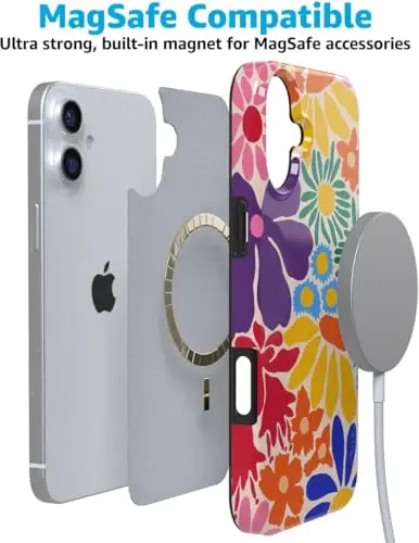 Casely iPhone 16 Case | Flower Patch | Multi-Color Floral | Compatible with MagSafe | Classic Ultra Slim Design - 7