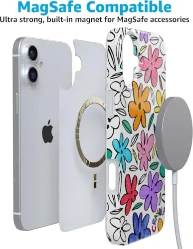 Casely iPhone 16 Case | Outside The Lines | Crayola Marker Case Floral iPhone Cases | Classic Ultra-Slim Design | Compatible with MagSafe - 7