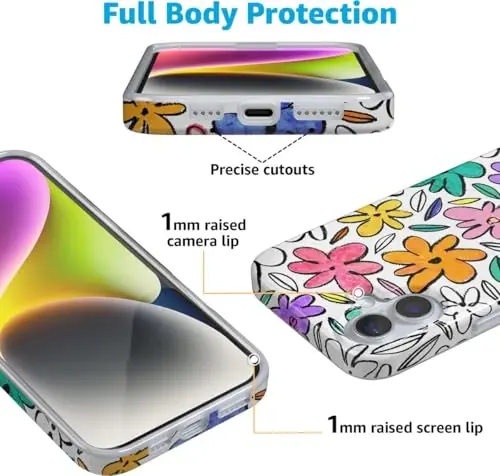Casely iPhone 16 Case | Outside The Lines | Crayola Marker Case Floral iPhone Cases | Classic Ultra-Slim Design | Compatible with MagSafe - 5