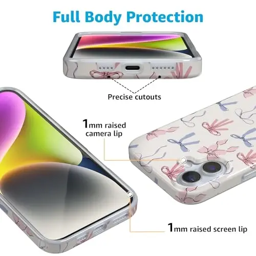 Casely iPhone 16 Case | Coquette Girlie | Pastel Bows | Compatible with MagSafe | Classic Ultra-Light Case Design - 2
