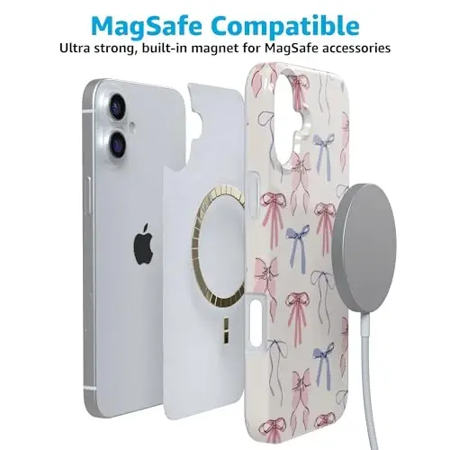 Casely iPhone 16 Case | Coquette Girlie | Pastel Bows | Compatible with MagSafe | Classic Ultra-Light Case Design - 3