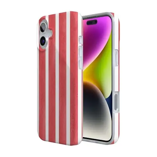 Casely iPhone 16 Case | East Coast Summer | Red Stripes | Compatible with MagSafe | Classic Ultra Slim Design - 2