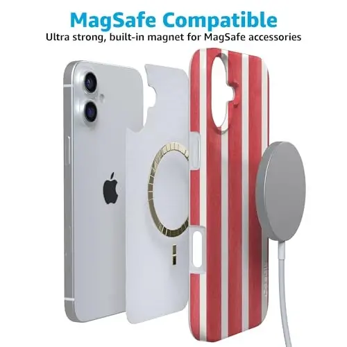 Casely iPhone 16 Case | East Coast Summer | Red Stripes | Compatible with MagSafe | Classic Ultra Slim Design - 4