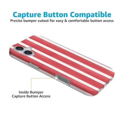 Casely iPhone 16 Case | East Coast Summer | Red Stripes | Compatible with MagSafe | Classic Ultra Slim Design - 5