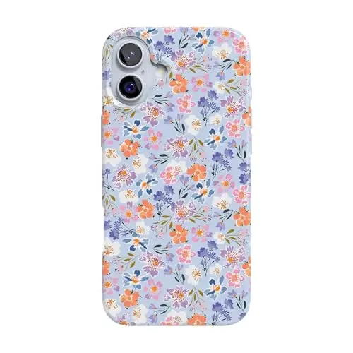Casely iPhone 16 Case | Poppy Meadows | Pastel Floral | Classic Ultra-Light Design | Compatible with MagSafe - 1