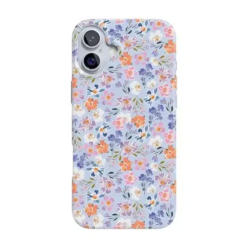 Casely iPhone 16 Case | Poppy Meadows | Pastel Floral | Classic Ultra-Light Design | Compatible with MagSafe - 1