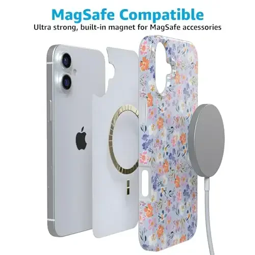 Casely iPhone 16 Case | Poppy Meadows | Pastel Floral | Classic Ultra-Light Design | Compatible with MagSafe - 5