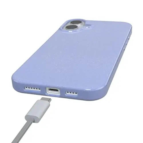 Casely iPhone 16 Case | First Light | Periwinkle Pastel Shimmer Glitter | Classic Ultra-Slim Design | Compatible with MagSafe - 5
