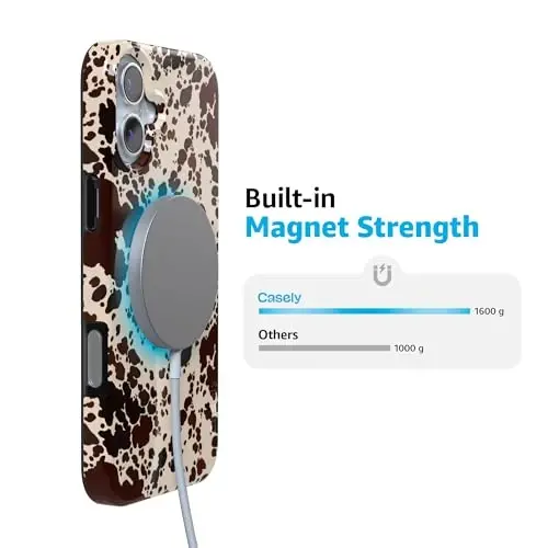 Casely iPhone 16 Case | Cowgirl Envy | Cow Print | Classic Ultra Slim Case Design | Compatible with MagSafe - 5