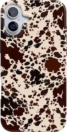 Casely iPhone 16 Case | Cowgirl Envy | Cow Print | Classic Ultra Slim Case Design | Compatible with MagSafe 