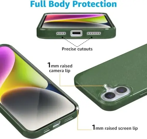 Casely iPhone 16 Case | Mystic Moss | Green Enchanted Shimmer Glitter | Classic Ultra-Slim Design | Compatible with MagSafe - 5