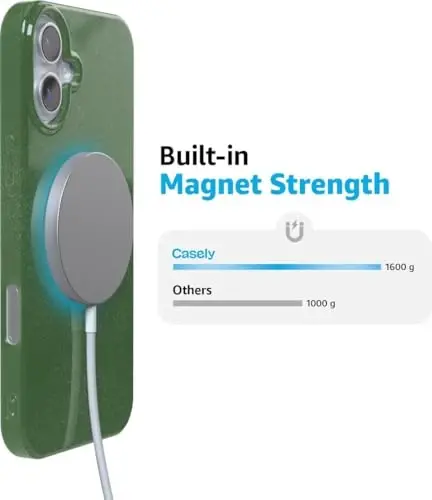 Casely iPhone 16 Case | Mystic Moss | Green Enchanted Shimmer Glitter | Classic Ultra-Slim Design | Compatible with MagSafe - 6