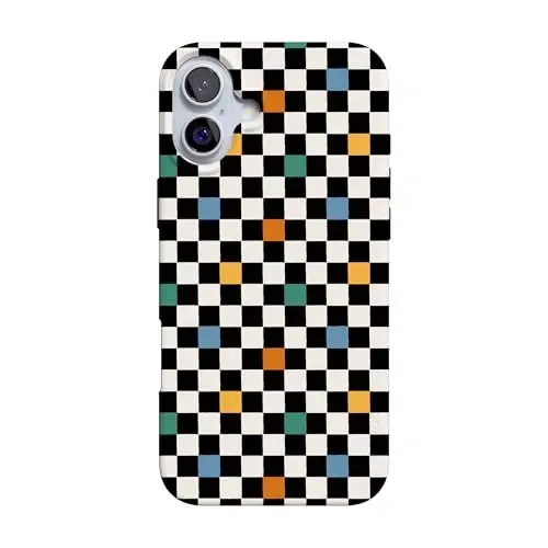 Casely iPhone 16 Case | Old Skool | Retro Checkerboard | Compatible with MagSafe | Classic Ultra Slim Design 