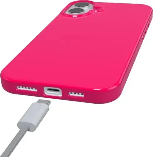 Casely iPhone 16 Case | Think Pink | Solid Neon Pink | Classic Ultra-Slim Design | Compatible with MagSafe - MODAZONE (1)