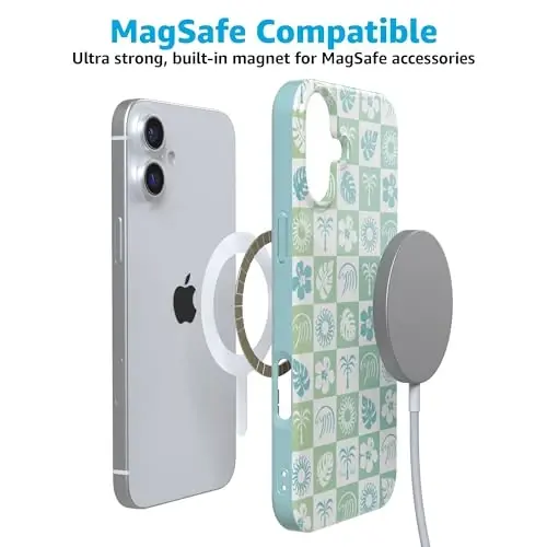 Casely iPhone 16 Case | Coastal Checkers | Pura Vida | Compatible with MagSafe | Classic Ultra Slim Design - 4