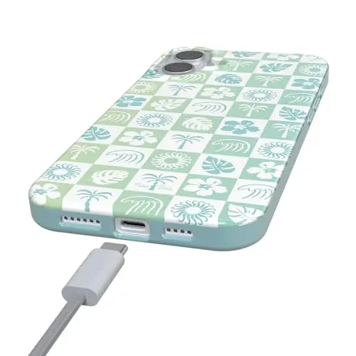 Casely iPhone 16 Case | Coastal Checkers | Pura Vida | Compatible with MagSafe | Classic Ultra Slim Design - 6