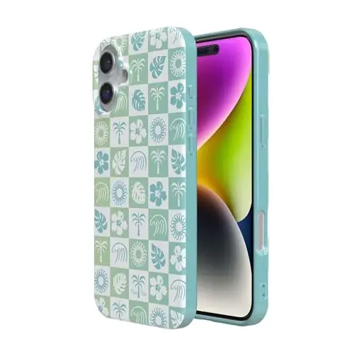 Casely iPhone 16 Case | Coastal Checkers | Pura Vida | Compatible with MagSafe | Classic Ultra Slim Design - 7
