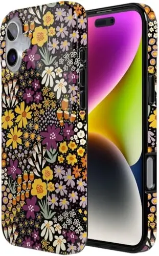 Casely iPhone 16 Case | Falling for You | Plum Floral | Classic Ultra Slim Case Design | Compatible with MagSafe - 5